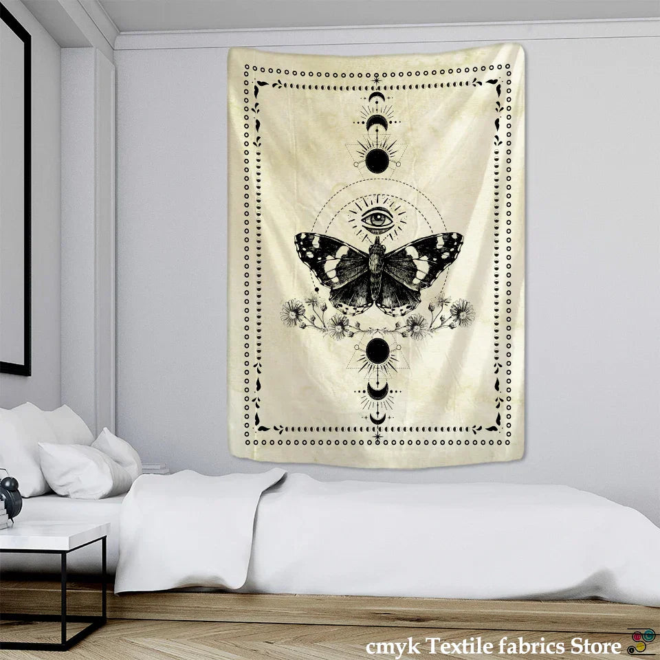 Psychedelic Butterfly Tarot Tapestry for Bohemian Witchcraft Decor by Decobites