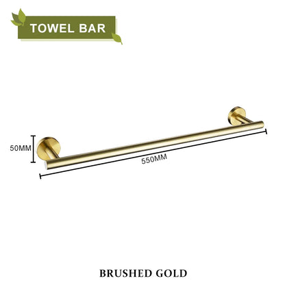 DecorBites™ Brushed Gold Bathroom Accessories Set Hand Towel Bar Rack Toilet Paper Holder