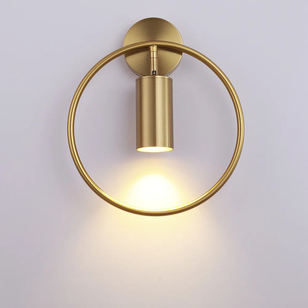 DecorBites™ Brass Gold Ring Adjustable LED Wall Sconce Light for Home Hotel Corridor
