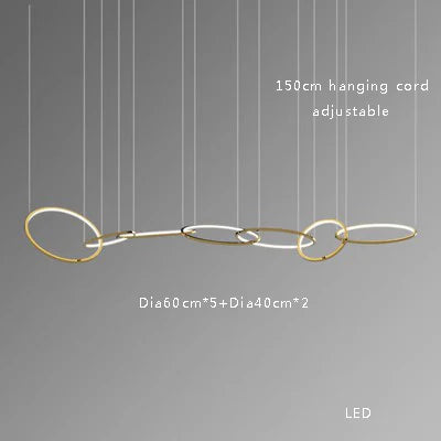 Lámpara colgante DecorBites™ de silicona y acero inoxidable dorado - Moderna lámpara LED redonda