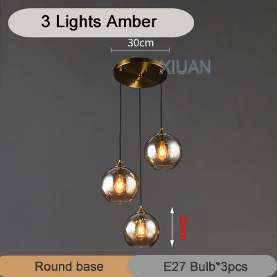 DecorBites™ Industrial Glass Pendant Light for Dining Table, Kitchen, Bar, Office - E27