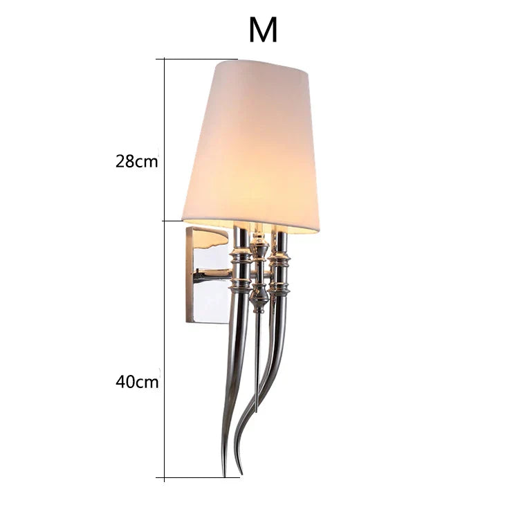 ديكوربايتس™ مصباح حائط على شكل قرن مخلب حديدي مع غطاء مصباح من القماش لغرفة النوم وغرفة المعيشة