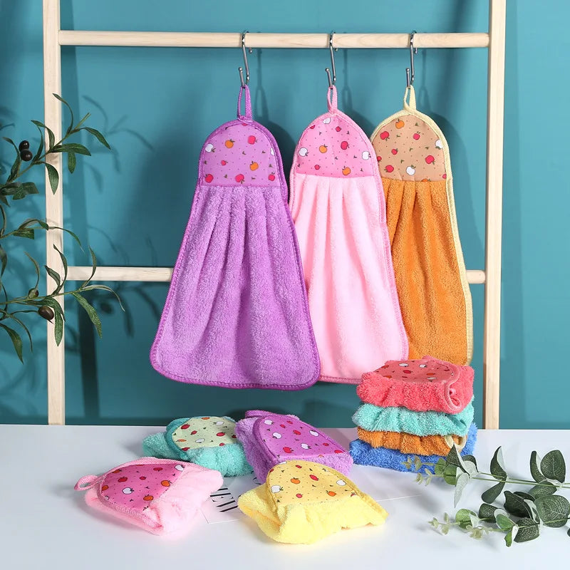 منشفة يد مخملية مرجانية من DecorBites™: أداة تنظيف ماصة للمطبخ والحمام المنزلي