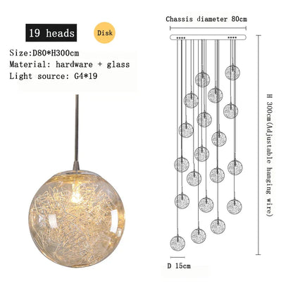 Lámpara de techo de cristal DecorBites™ para sala de estar tipo loft moderna, hogar, hotel, cocina, dormitorio