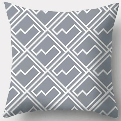DecorBites™ Grey Geometry Leaves Floral Stripes Plaids Print Lumbar Pillow Case