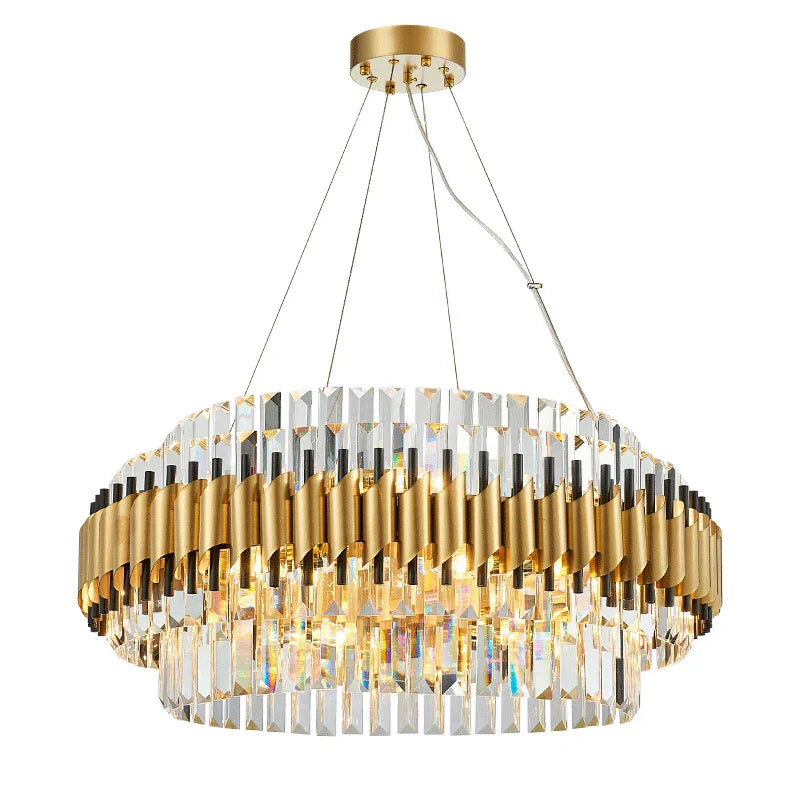 Gold LED Crystal Pendant Dia100cm Living Room