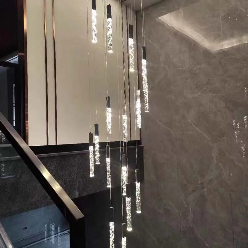 Lámpara de araña LED de cristal DecorBites™: Iluminación elegante para escaleras y salas de estar