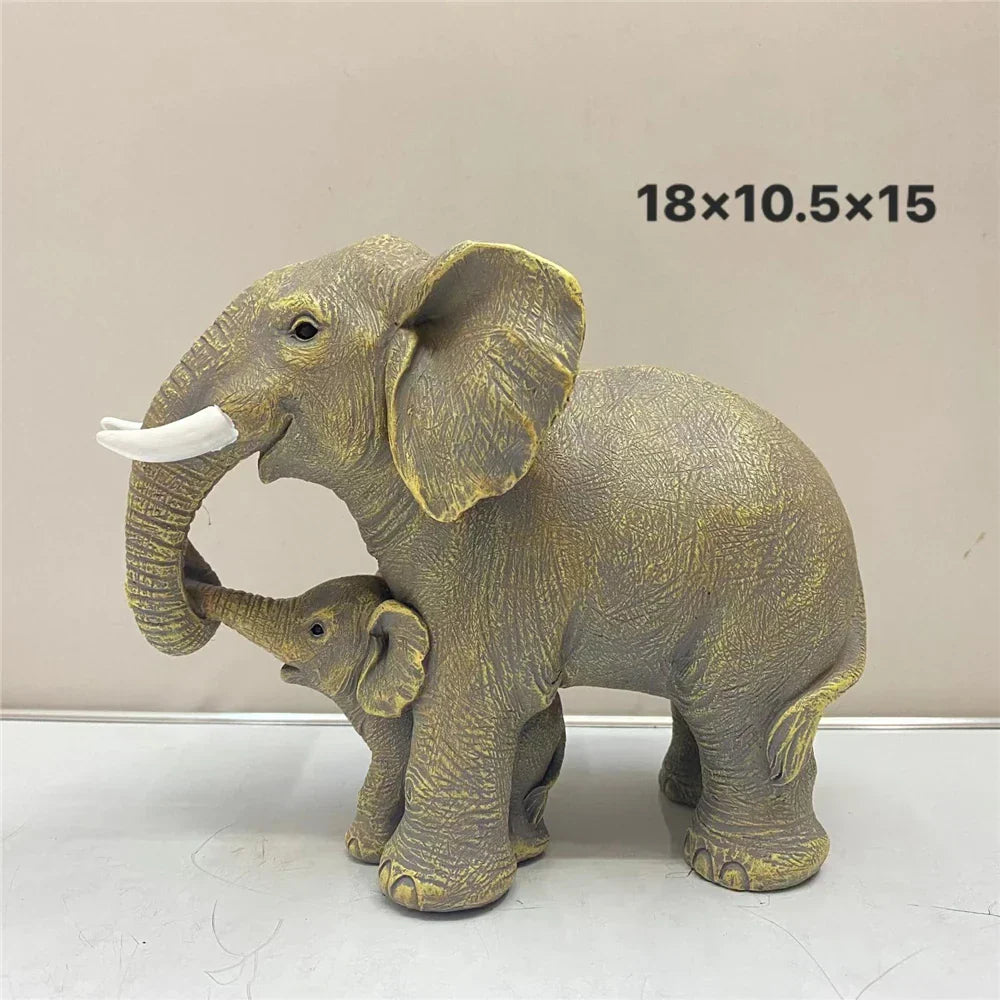 DecorBites™ Elephant Family Figurine Resin Calf Kids Miniature Ornament Decoration
