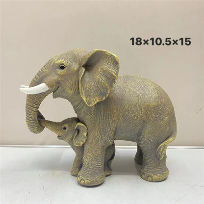 DecorBites™ Elephant Family Figurine Resin Calf Kids Miniature Ornament Decoration