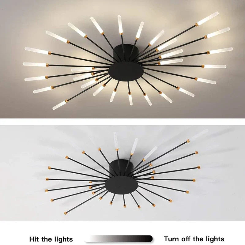 Lámpara de techo DecorBites™ LED Fireworks: Lámpara moderna para decoración del hogar, accesorios de iluminación de cocina en color negro
