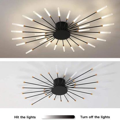 Lámpara de techo DecorBites™ LED Fireworks: Lámpara moderna para decoración del hogar, accesorios de iluminación de cocina en color negro