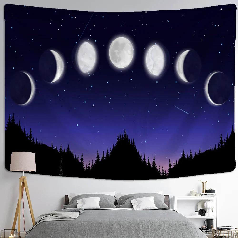 Decobites Starry Night View Tapestry: Bohemian Psychedelic Mystery Wall Hanging for Home Aesthetics