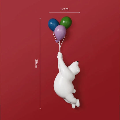 DecorBites™ Flying Bear Figurines Balloon Polar Bears Resin Decoration Modern Gift for Boy/Kids
