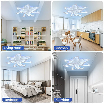 DecorBites™ Lotus LED Chandelier for Living Dining Bedroom Kitchen Art Deco Ceiling Light