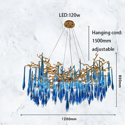 ثريا كريستال زرقاء من ديكوربايتس™ بتصميم آرت ديكو لغرفة المعيشة