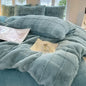 Decobites Faux Rabbit Fur Plush Queen Bedding Set for Autumn Winter Warmth