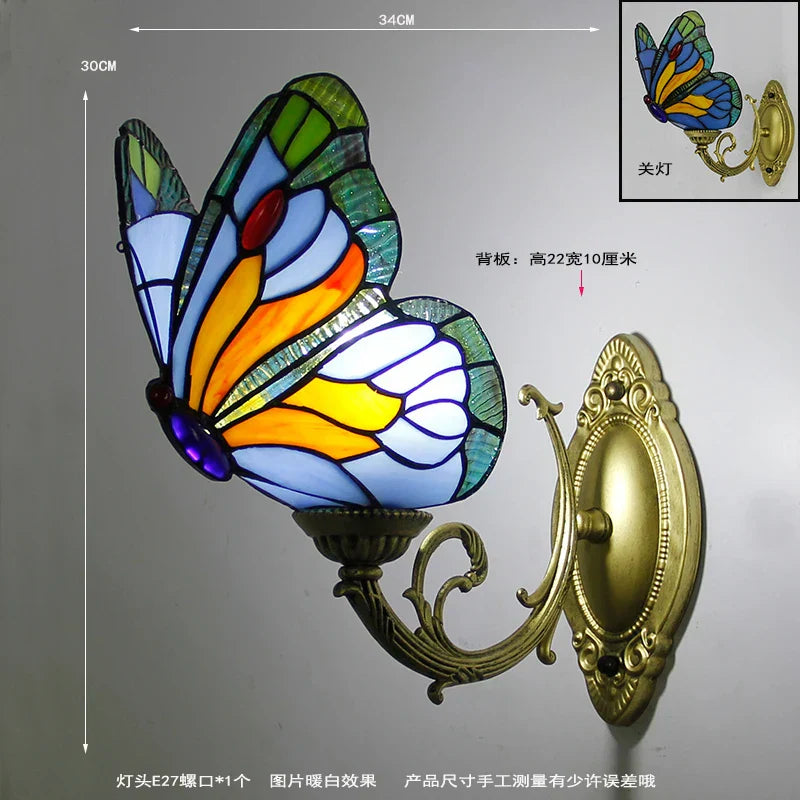 DecorBites™ Butterfly Stained Glass Wall Sconces for Home Living Room Bedroom Lighting