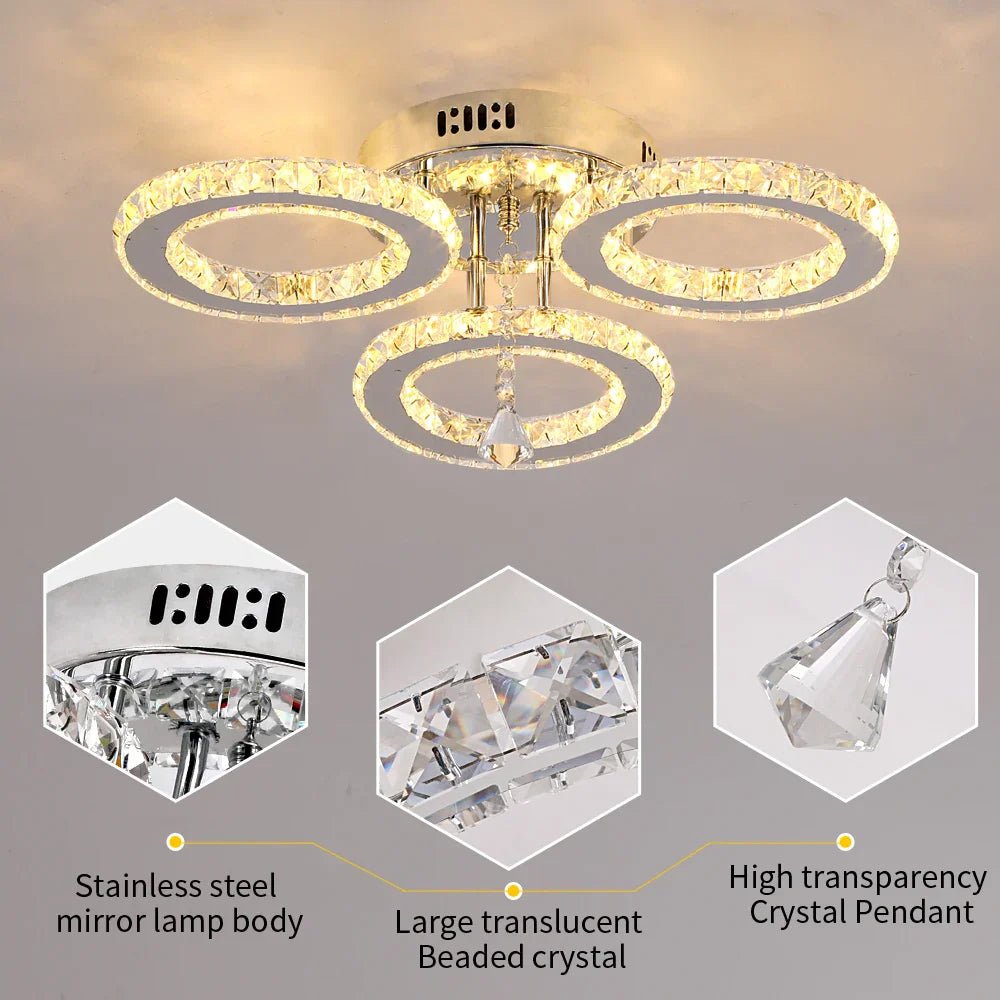 DecorBites™ Crystal Raindrop Chandelier LED Ceiling Light for Dining Living Bedroom