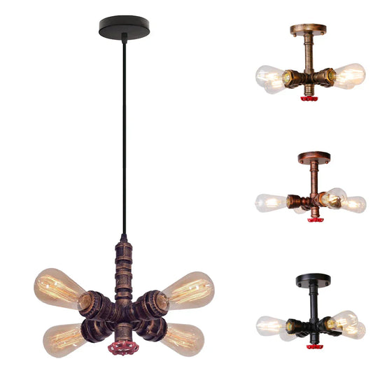DecorBites™ Industrial Water Pipe Ceiling Light Fixture for Living Room and Restaurant Decor