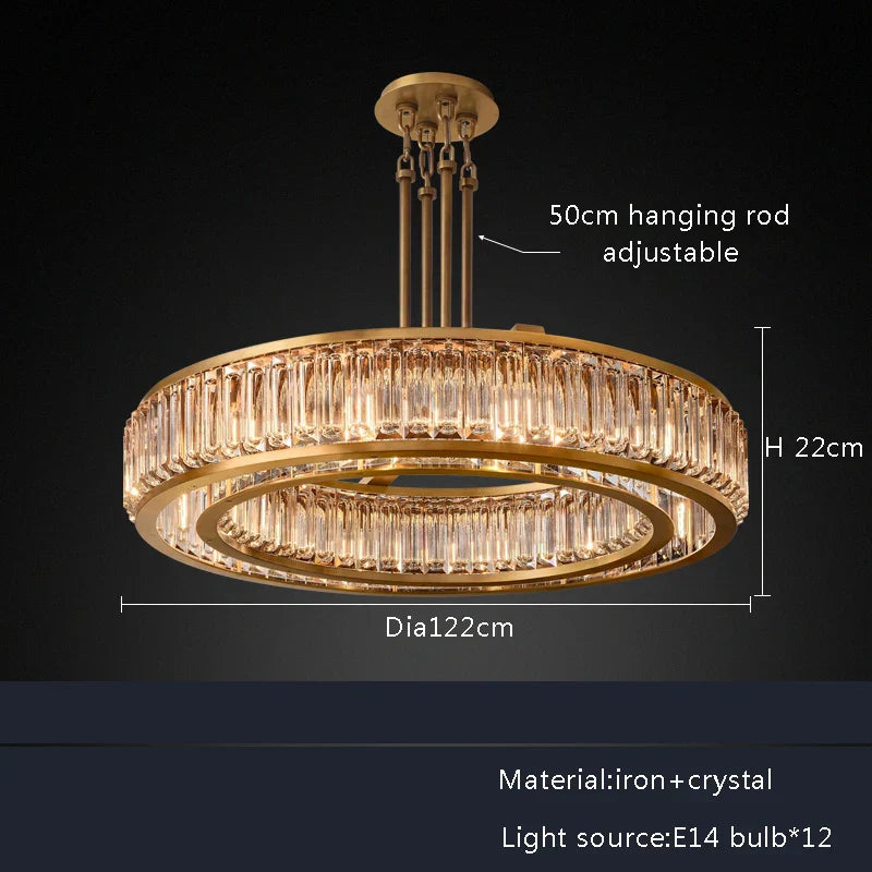 Decorbites™ Lámpara de Araña de Techo de Cristal Dorado LED para Decoración de Hogar de Lujo