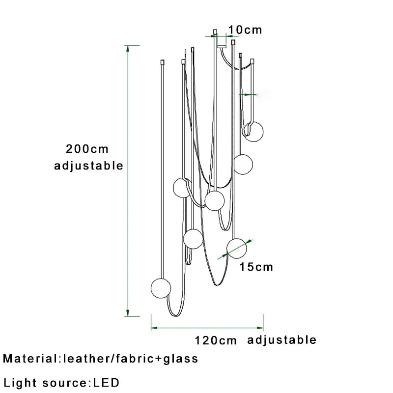 DecorBites™ Leather Glass Ball Pendant Light for Living Room, Adjustable Belt DIY Fixture