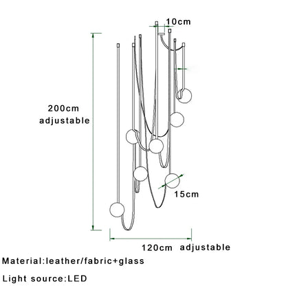 DecorBites™ Leather Glass Ball Pendant Light for Living Room, Adjustable Belt DIY Fixture