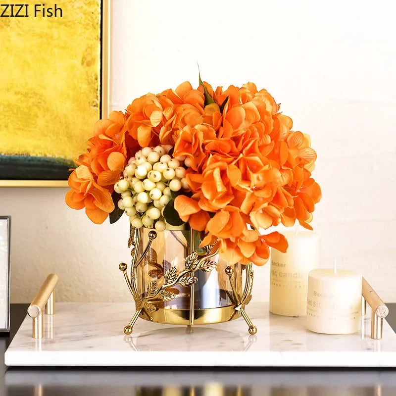 مزهرية زجاجية مذهبة على شكل فرع شجرة من DecorBites™ لتنسيق الزهور بشكل أنيق