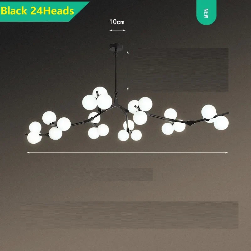 DecorBites™ Glass Balls LED Pendant Lights: Modern Branches Style Chandeliers for Living Room