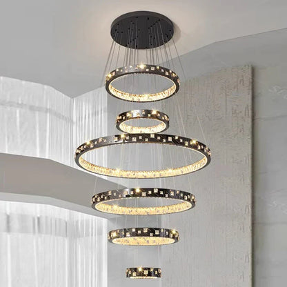 DecorBites™ Crystal Chandelier Stair Pendant Lamp Living Room Pendant Lights Interior Lighting