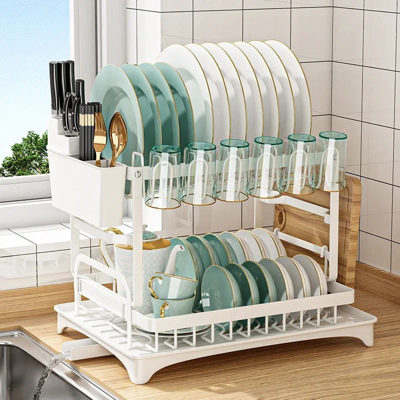 DecorBites™ Kitchen Dish Drainer Rack with Chopstick Cage - Space Saver Counter Organizer
