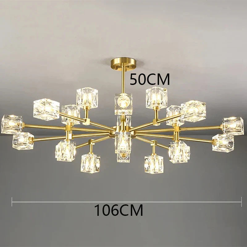 DecorBites™ Crystal Chandelier: Luxury Living Room & Bedroom Pendant Light