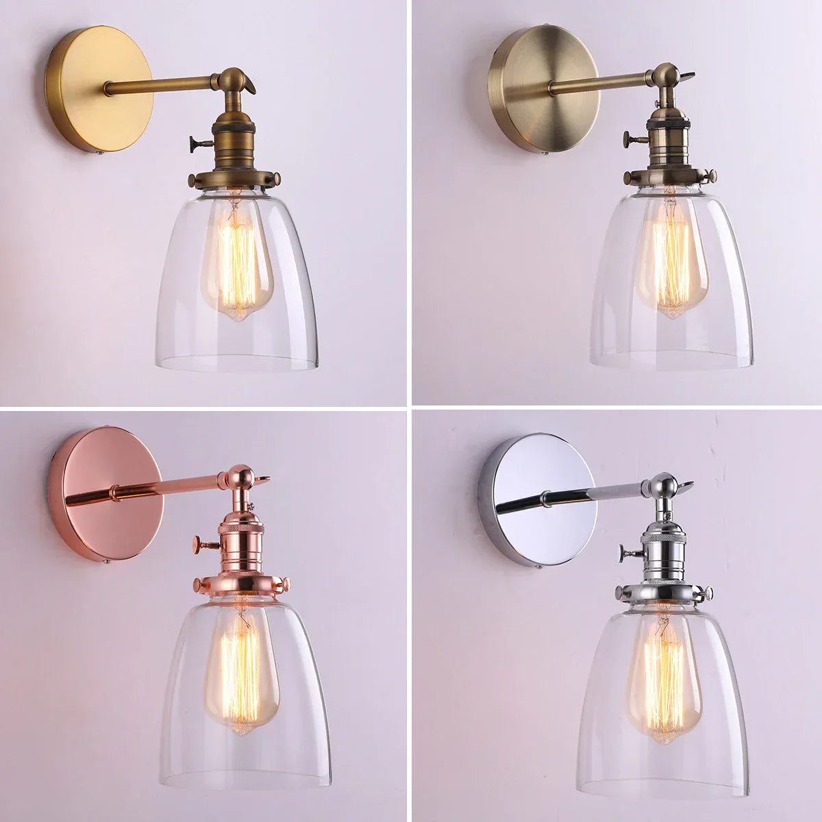 DecorBites™ Glass Wall Lamp Antique Bronze E26 E27 for Living Room Bedroom Aisle Lighting