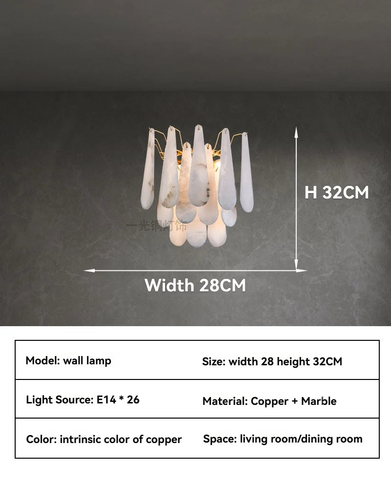 Copper Marble Pendant Light With E14 LED Bulb
