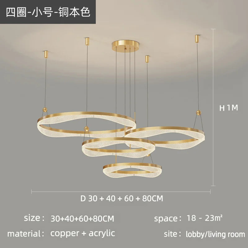 DecorBites™ LED Ring Pendant Chandelier for Living Room Bedroom and Dining Room