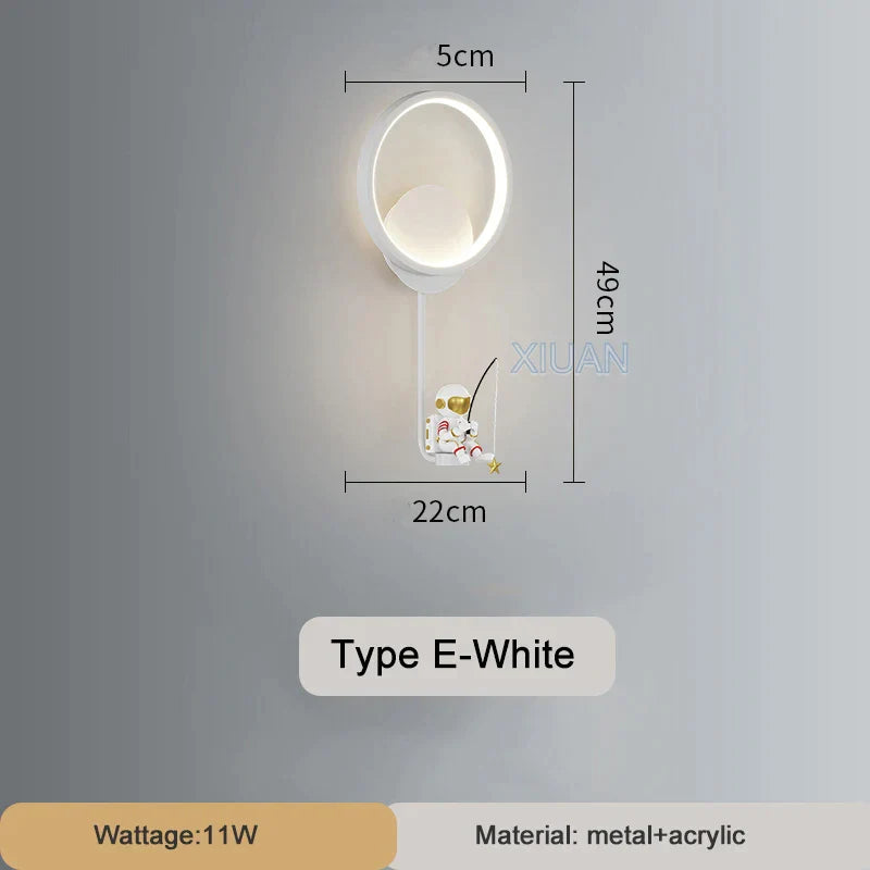 DecorBites™ Astronaut Wall Lamp: Gold White Black Bedroom Decor Resin Wall Mount Light