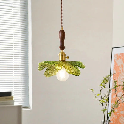 ديكوربايتس™ مصباح LED معلق من النحاس والخشب والزجاج - تصميم فرنسي بسيط لديكور المنزل