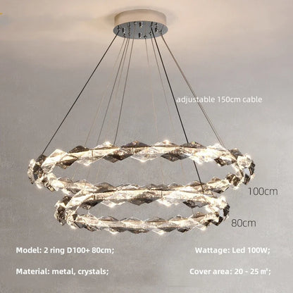 DecorBites™ Crystal Chandelier Pendant Light - Dimmable Modern Luxury LED Chrome Luminaria