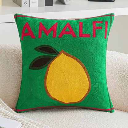 DecorBites™ Embroidered Lemon Cushion Cover | Ins Style Green Pillowcase Home Decor