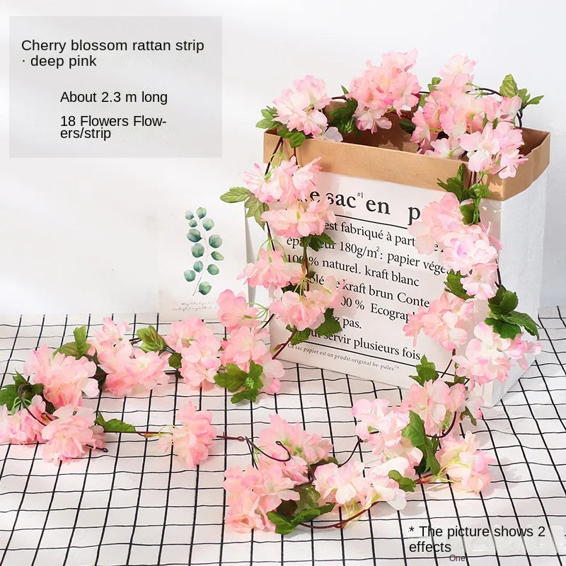 ديكور بايتس™ 250 سم من زهور الورد على شكل إكليل من الكرمة وخلفية من قصب الخريف