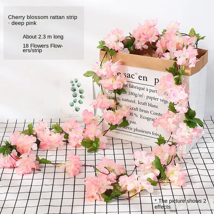 ديكور بايتس™ 250 سم من زهور الورد على شكل إكليل من الكرمة وخلفية من قصب الخريف