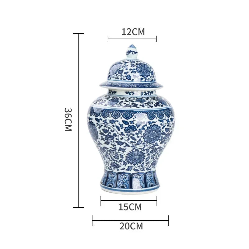 DecorBites™ Blue White Porcelain General Jar: Ceramic Tea Caddy Candy Pot Storage Container