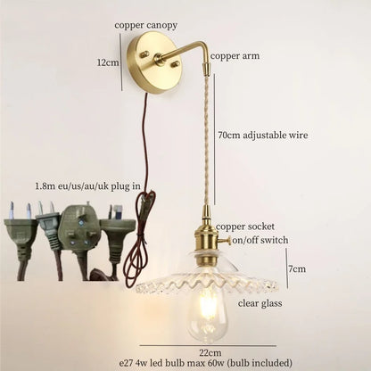 DecorBites™ Green Glass LED Wall Light Fixture | Modern Nordic Pull Chain Lamp