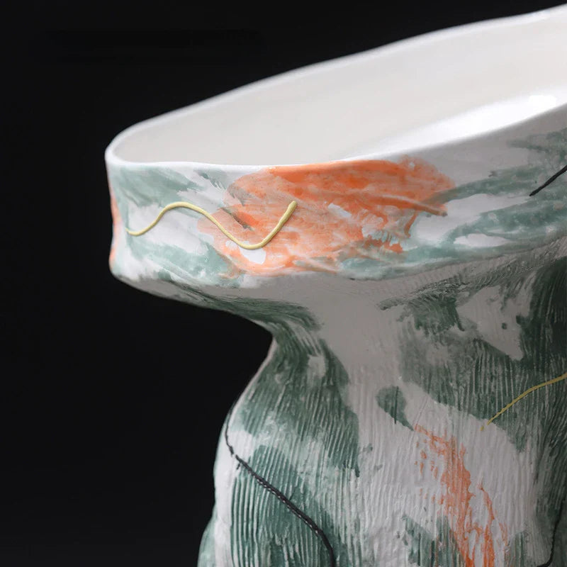 مزهرية خزفية بتصميم تجريدي غير منتظم من DecorBites™ لتزيين المنزل