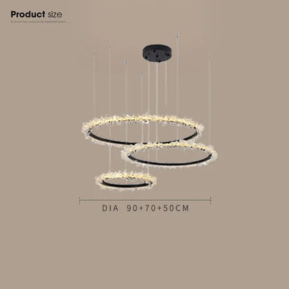 DecorBites™ Gold Crystal Ring Chandelier for Living Room and Restaurant Décor