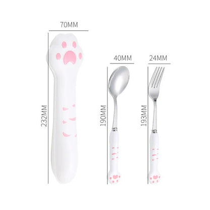 DecorBites™ Kawaii Cat Claw Cutlery Set for Kids - Portable Outdoor Tableware Kit