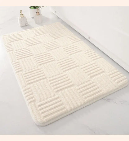 DecorBites™ Cotton Velvet Striped Floor Mat: Soft & Non-Slip Bathroom Carpet