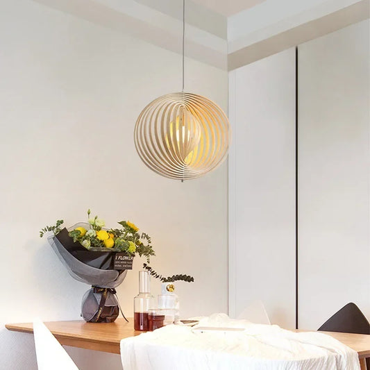 DecorBites™ Japanese Moon Pendant Light Wood Chandelier for Home Decoration