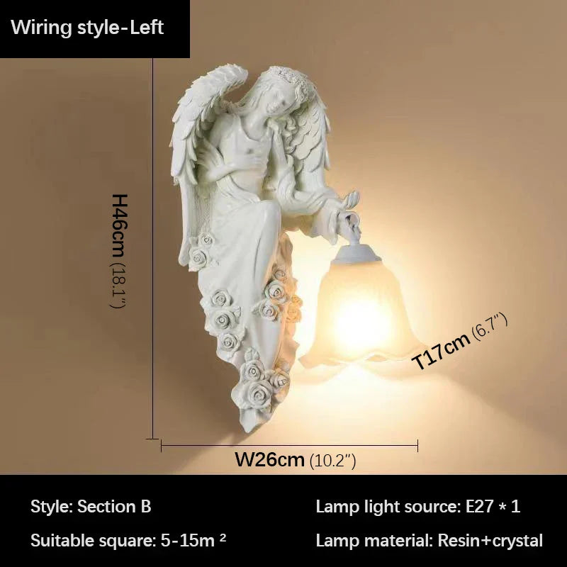 DecorBites™ Angel مصباح حائط داخلي LED من الراتنج الذهبي للديكور المنزلي