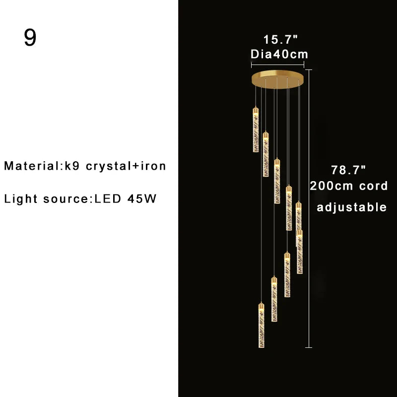 DecorBites™ Crystal Chandelier for Two-storey Foyer & Circular Stairwell
