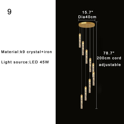 DecorBites™ Crystal Chandelier for Two-storey Foyer & Circular Stairwell